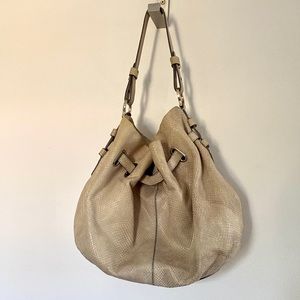 Cole Haan Beige Snake Leather Bucket Bag